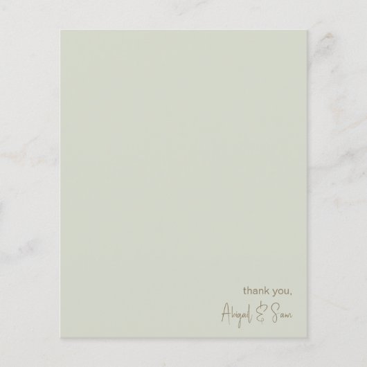 パーソナライズされた結婚シンプルSageの文具 (正面)