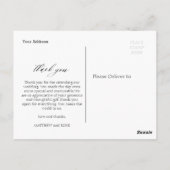 パーソナライズされた結婚スタイリッシュ写真感謝してい君 ポストカード (裏面)