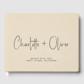 パーソナライズされた結婚ズのモノグラムフェイククリーム ゲストブック (正面)