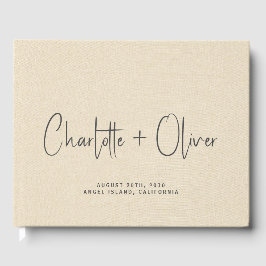 パーソナライズされた結婚ズのモノグラムフェイククリーム ゲストブック