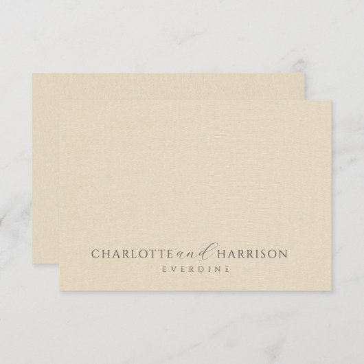 パーソナライズされた結婚ズのモノグラムフェイククリーム ノートカード (正面/裏面)
