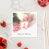 パーソナライズされた結婚ナプキン | エレガントバラ写真 スタンダードカクテルナプキン (インサイチュ)