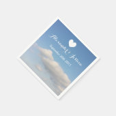 パーソナライズされた結婚ナプキン | 白い雲 スタンダードカクテルナプキン (角)