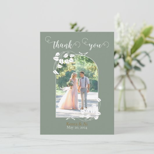 パーソナライズされた結婚フラットサンキューカード サンキューカード (スタンド正面)