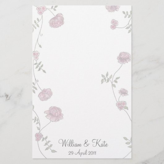 パーソナライズされた結婚フローラ文房具 便箋 (正面)