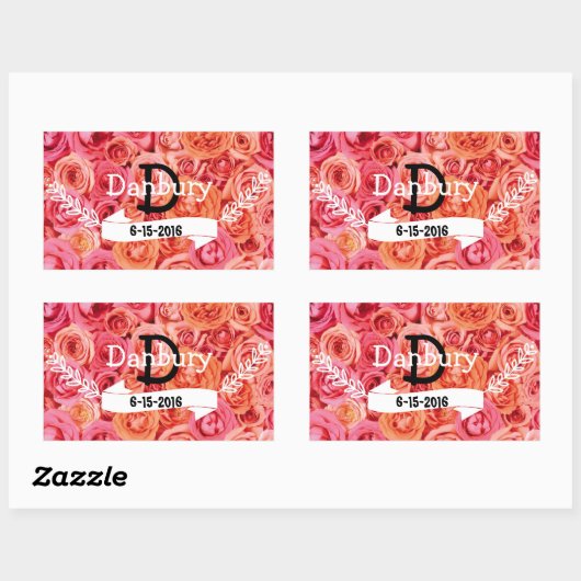 パーソナライズされた結婚フローラ 長方形シール (シート)