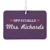 パーソナライズされた結婚ブライダル カーエアーフレッシュナー (裏面)