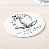 パーソナライズされた結婚ベル飲み物用コースター ラウンドペーパーコースター (アングル)