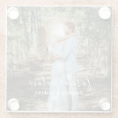 パーソナライズされた結婚ポートレートモダン書 ガラスコースター (裏面)