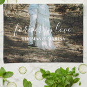 パーソナライズされた結婚ポートレートモダン書 キッチンタオル (折り畳み)