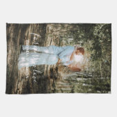 パーソナライズされた結婚ポートレートモダン書 キッチンタオル (横)