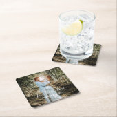 パーソナライズされた結婚ポートレートモダン書 スクエアペーパーコースター (インサイチュ)