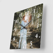 パーソナライズされた結婚ポートレートモダン書 スクエア壁時計 (傾斜)