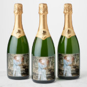 パーソナライズされた結婚ポートレートモダン書 スパークリングワインラベル (ボトル)