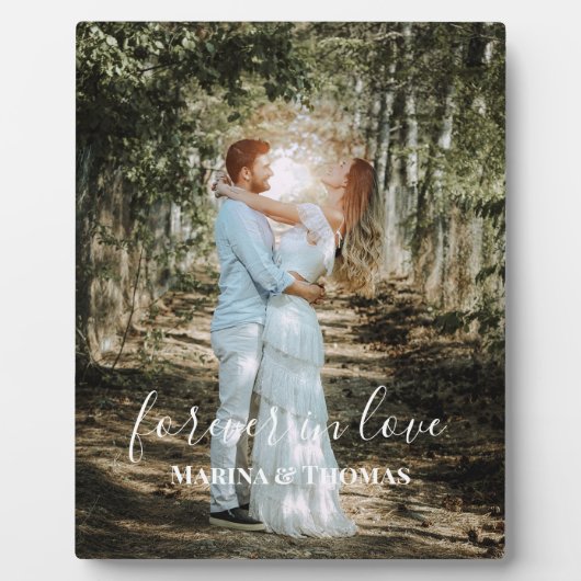 パーソナライズされた結婚ポートレートモダン書 フォトプラーク (正面)