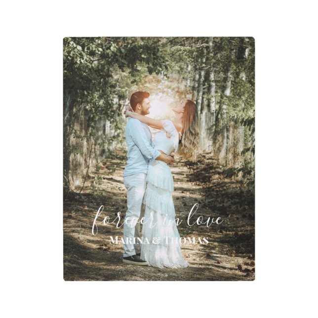 パーソナライズされた結婚ポートレートモダン書 メタルプリント (正面)