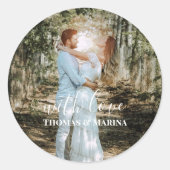 パーソナライズされた結婚ポートレートモダン書 ラウンドシール (正面)