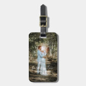 パーソナライズされた結婚ポートレートモダン書 ラゲッジタグ (正面縦)