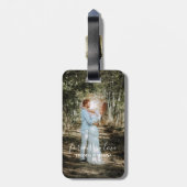 パーソナライズされた結婚ポートレートモダン書 ラゲッジタグ (裏面縦)