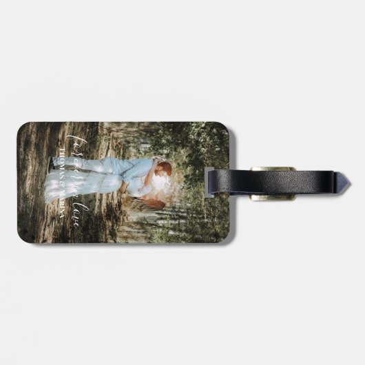 パーソナライズされた結婚ポートレートモダン書 ラゲッジタグ (裏面横)