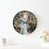 パーソナライズされた結婚ポートレートモダン書 ラージ壁時計 (ホーム)