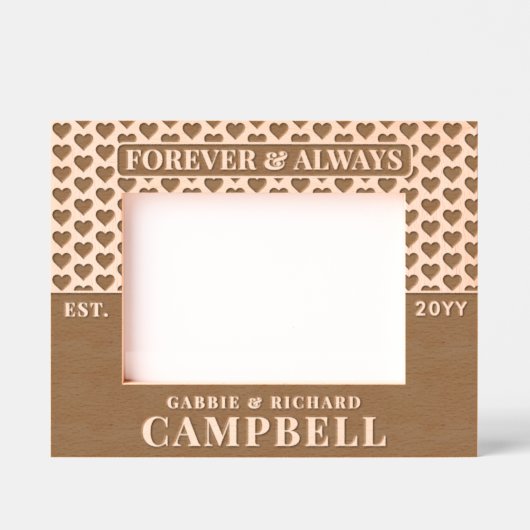 パーソナライズされた結婚モダン夫婦と記念日 レーザー彫刻フレーム (正面)