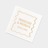パーソナライズされた結婚モダン波縁どパーティー 箔ナプキン (左)