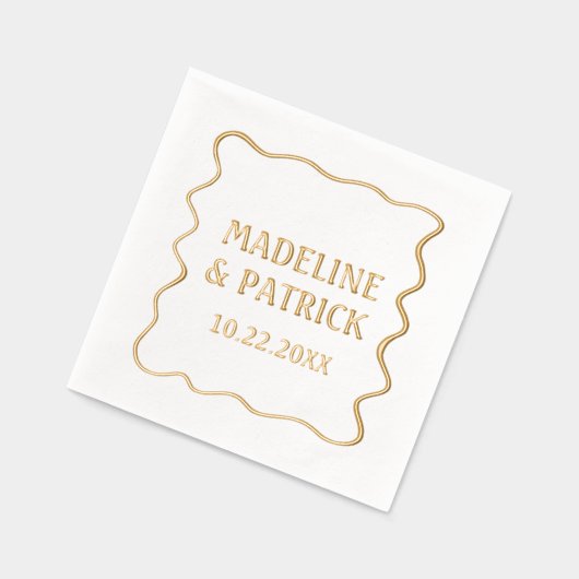 パーソナライズされた結婚モダン波縁どパーティー 箔ナプキン (左)