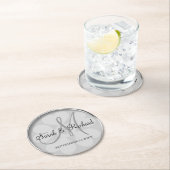 パーソナライズされた結婚モノグラムスタイリッシュ銀 ラウンドペーパーコースター (インサイチュ)