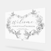 パーソナライズされた結婚モノグラムフローラ アクリルサイン (傾斜)