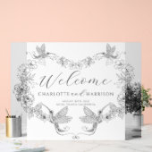 パーソナライズされた結婚モノグラムフローラ アクリルサイン (ウェディング)