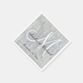 パーソナライズされた結婚モノグラム銀ダマスク星 スタンダードカクテルナプキン (角)