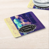 パーソナライズされた結婚ラベルモダン スクエアペーパーコースター (アングル)