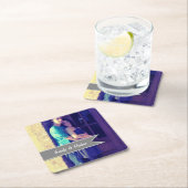 パーソナライズされた結婚ラベルモダン スクエアペーパーコースター (インサイチュ)