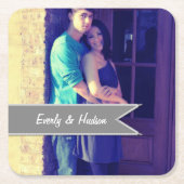 パーソナライズされた結婚ラベルモダン スクエアペーパーコースター (正面)