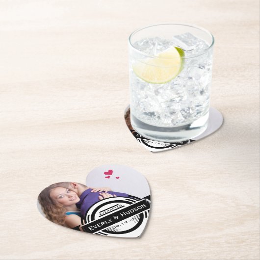 パーソナライズされた結婚ラベルモダン ペーパーコースター (インサイチュ)