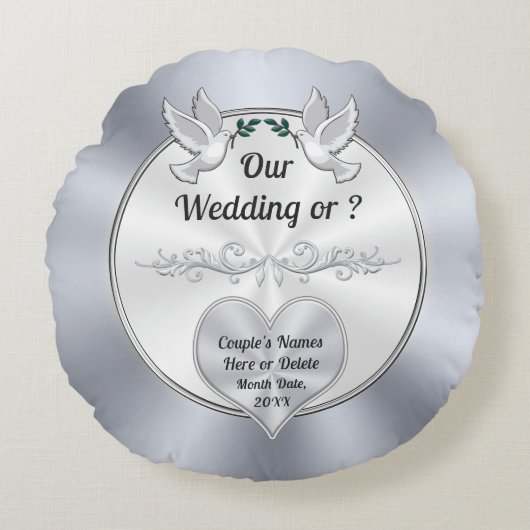 パーソナライズされた結婚リングや輪結婚枕 ラウンドクッション (正面)