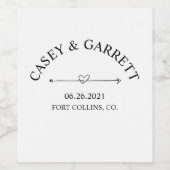 パーソナライズされた結婚ワインボトル、結婚式の引き出物 ワインラベル (シングルラベル)