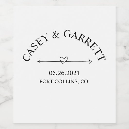 パーソナライズされた結婚ワインボトル、結婚式の引き出物 ワインラベル (シングルラベル)