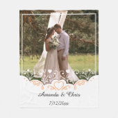 パーソナライズされた結婚写救真名 フリースブランケット (正面)