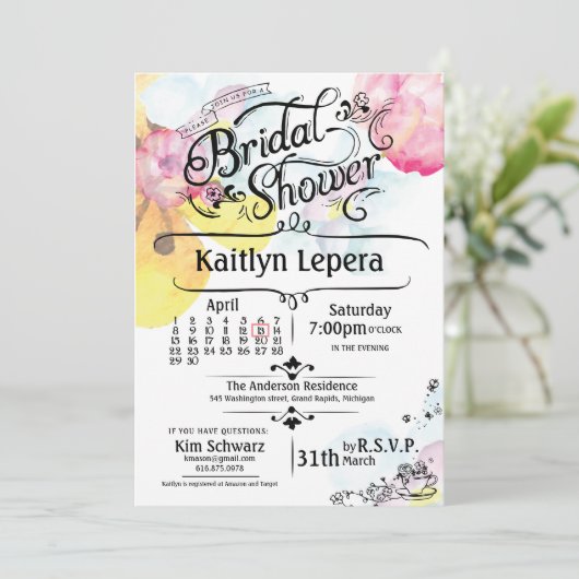 パーソナライズされた結婚前お茶会招待状_4月 セーブザデート (スタンド正面)