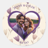 パーソナライズされた結婚印 | 写真テンプレート ラウンドシール (正面)