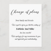 パーソナライズされた結婚取消紙変更計画 ポストカード (正面)