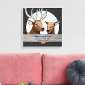 パーソナライズされた結婚周年記念エルクペア キャンバスプリント (インサイチュ (リビング))