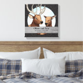パーソナライズされた結婚周年記念エルクペア キャンバスプリント (インサイチュ (寝室))
