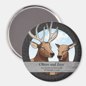 パーソナライズされた結婚周年記念エルクペア マグネット (正面/裏面)