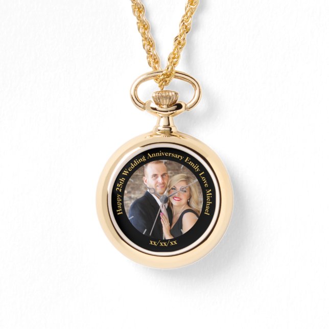 パーソナライズされた結婚周年記念写真カスタムPHOTO Her 腕時計 (正面)