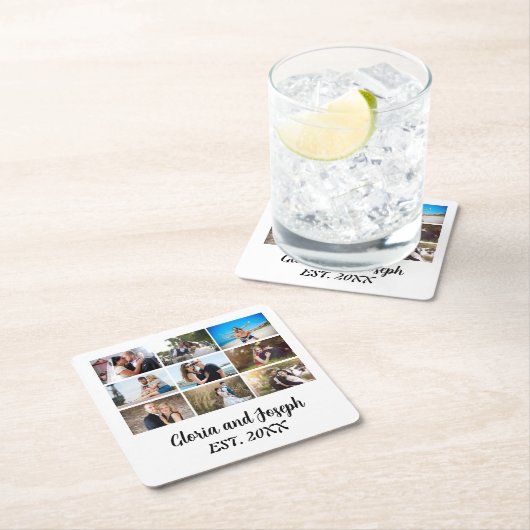 パーソナライズされた結婚周年記念写真集 スクエアペーパーコースター (インサイチュ)