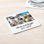 パーソナライズされた結婚周年記念写真集 スクエアペーパーコースター (アングル)