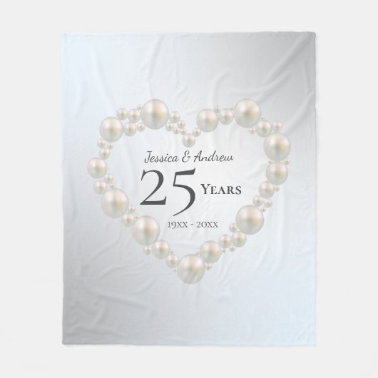 パーソナライズされた結婚周年記念品 フリースブランケット (正面)